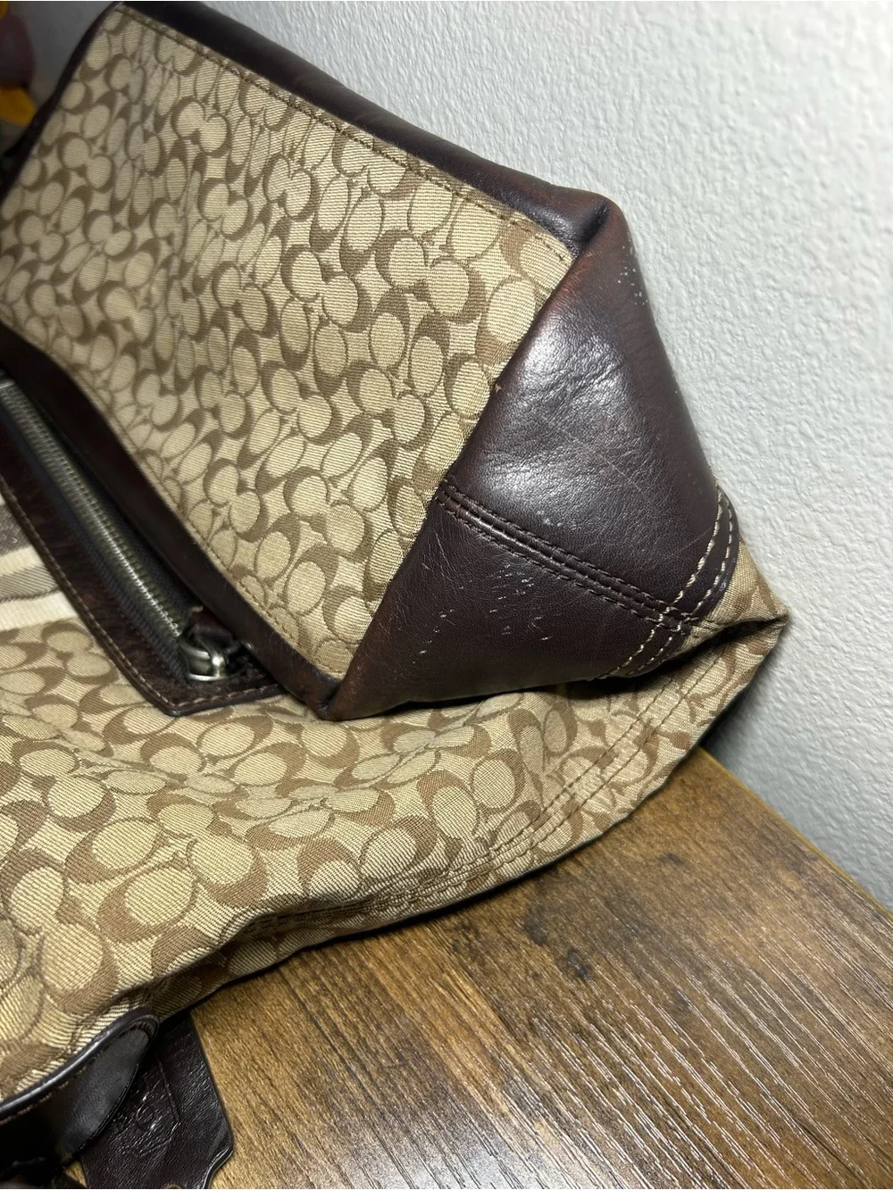 Coach Brown & Cream Signature Stripe Shoulder Bag